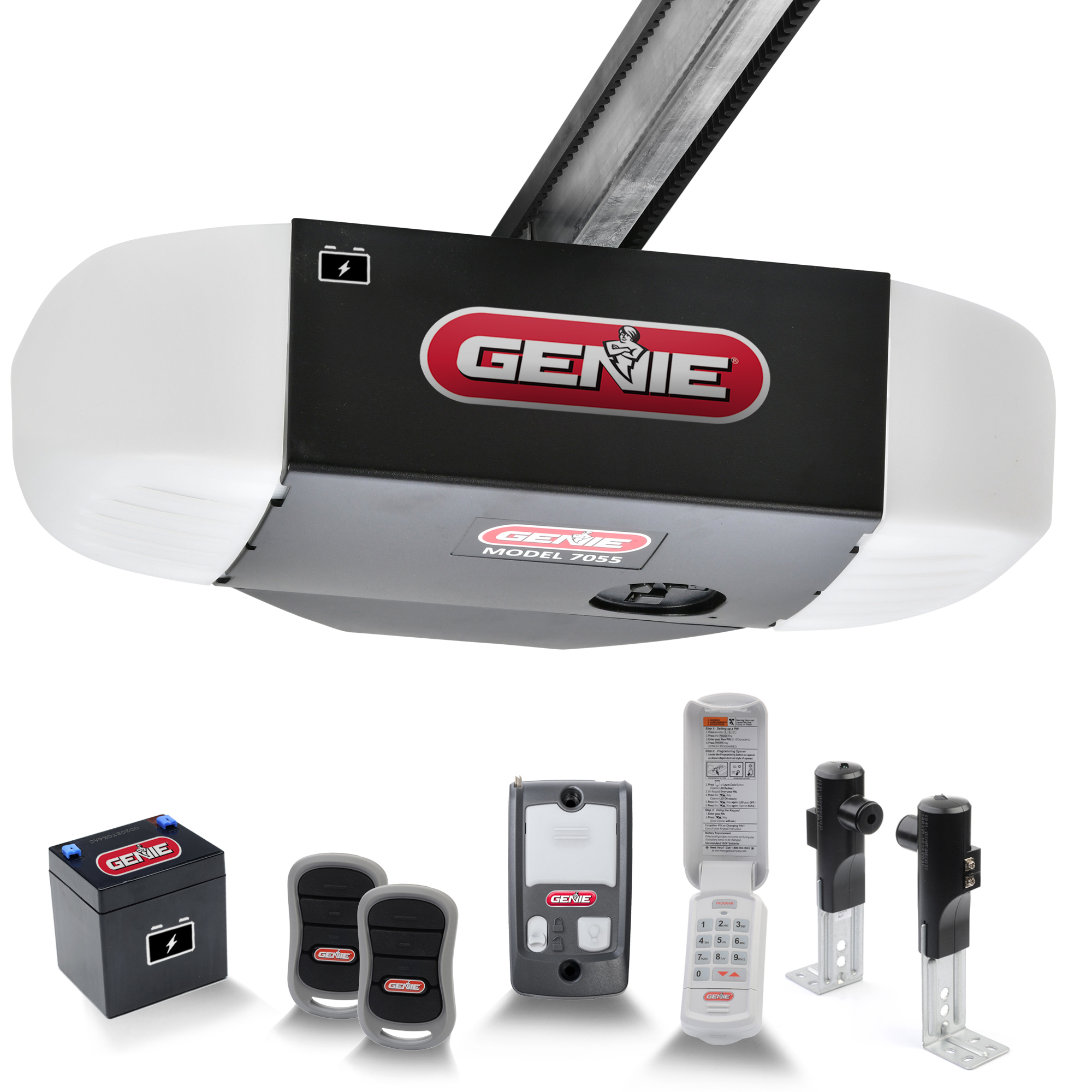 Genie Company, Ultra-quiet belt garage door opener w/batt. backup, Model# 7055-TKV